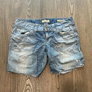 Guess Daredevil Boot Cutoff Shorts Light Wash Denim Size 27